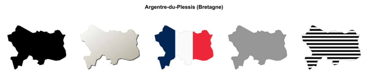 Argentre-du-Plessis (Bretagne) blank outline map set