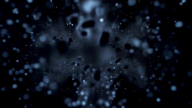 Dark Blue Abstract Particle Bloom In Space.
