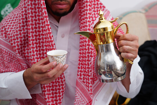 Saudi Man with Arabic Coffee