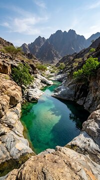 Hajar Mountains Wadi Pool Turquoise Fujairah UAE Natural Landscape