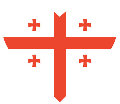 Flag of Georgia country isolated in heart shape. Sakartvelo flag.