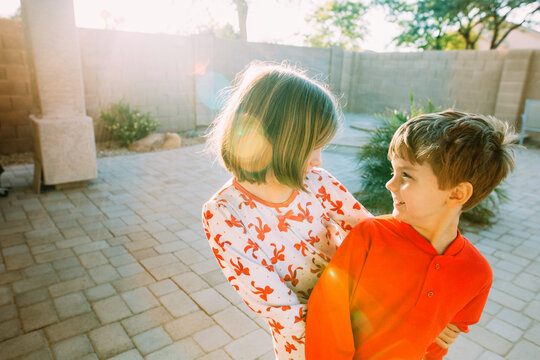 Siblings on Christmas Morning