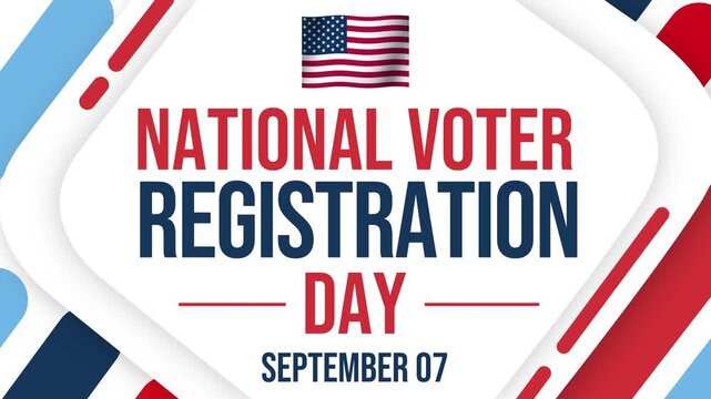 National voter registration day 4k footage with American flag colorful background design and copy space