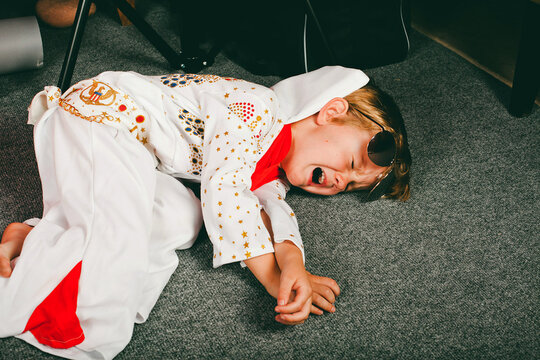 Boy in Halloween Costume Crying