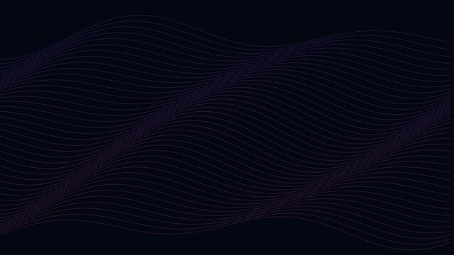 Abstract dark purple wavy lines flowing horizontally across a black background, creating a subtle, rhythmic pattern of, light and dark movement