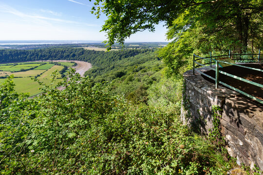Scenic viewpoint at Eagles Nest overlooking the Wye Valley Area of Outstanding Natural Beauty in Monmouthshire Wales