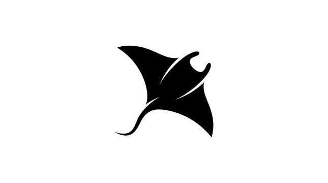 Aquatic manta ray silhouette swimming ocean icon.