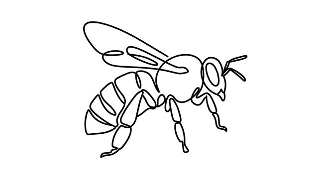Continuous line drawing of a honey bee profile.