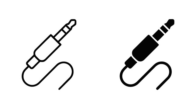 Vector illustration of audio jack plug icons set on a transparent background