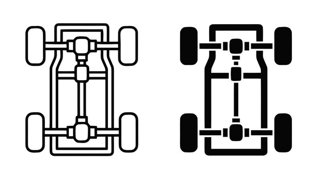 Vector illustration of car chassis and drivetrain system icons on a transparent background