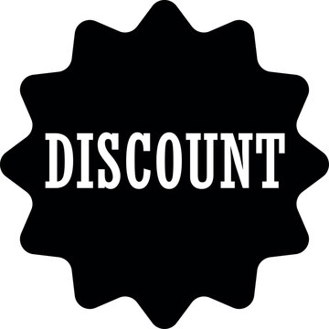 Black discount badge illustration with bold text for sale promotions, retail offers, shopping discounts, price reductions and marketing design