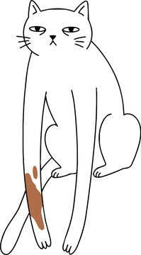 Naive elongated cat vector illustration with uneven outlines