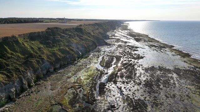 survol de Port-en-Bessin dans le Calvados, Normandie