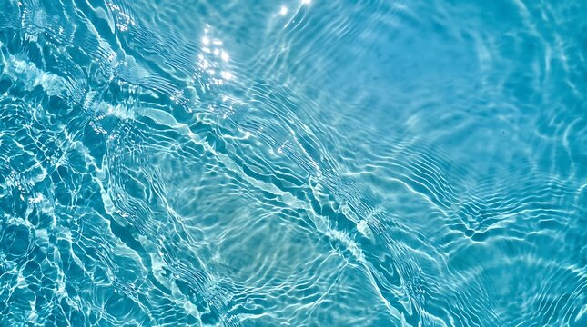 Clear blue water surface with ripples and sunlight reflections