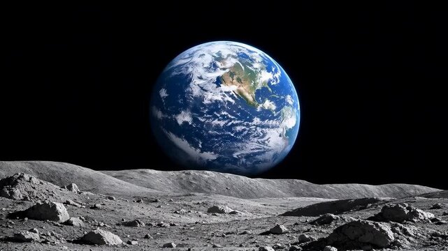 View of Planet Earth above the Lunar Horizon