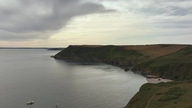 Cornwall Fields and Farms from a drone, Polruan, Cornwall, England