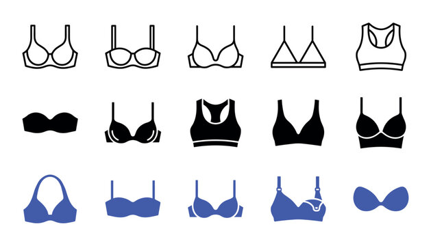 Set of various women bra icons vector illustration isolated on white background