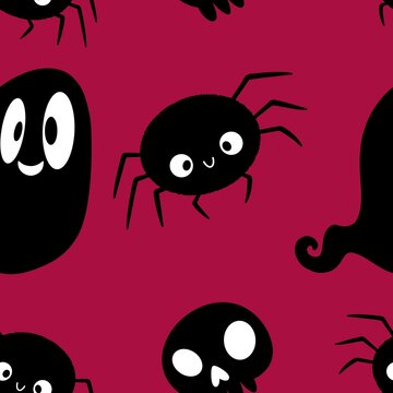 Cartoon monsters seamless Halloween spider pattern for wallpaper and fabrics and textiles and packaging and linens