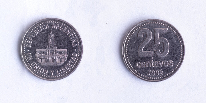 Argentina 25 Centavos Coin 1996, Obverse and Reverse