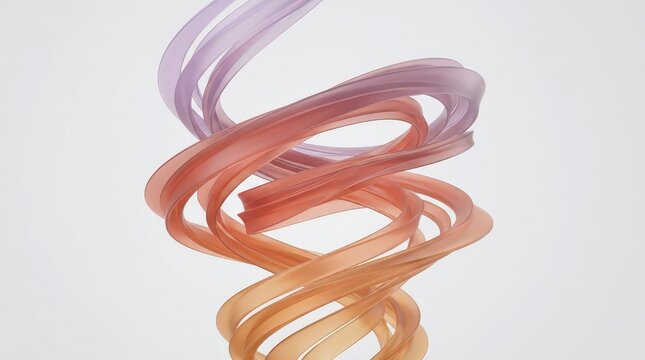 Abstract 3d rendered colorful swirling ribbon tube gradient animation loop flow movement design element background pattern