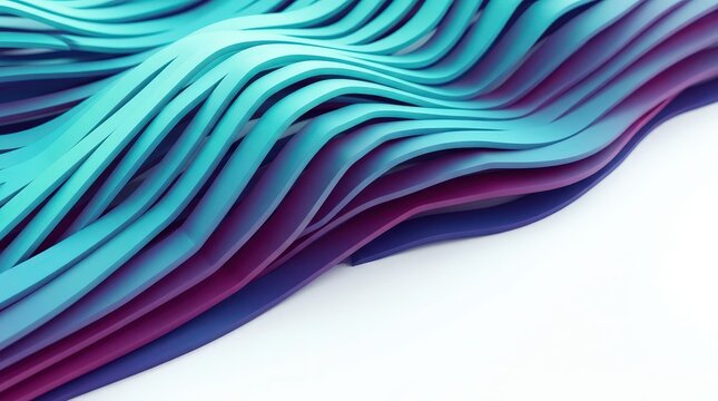 Abstract Wavy Layers of Blue and Purple Gradient Waves with Soft Lighting Effects