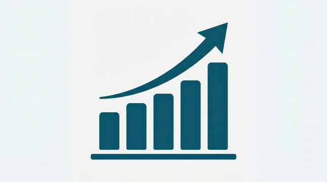 Vector rising bar chart graph with upward arrow showing positive economic financial growth success statistics analytics business data representation
