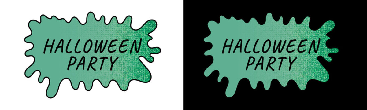 halloween party text on green splash blob shape banner design template for invitation poster artwork graphic