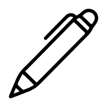 Minimal black and white vector pen icon, hand-traced automatic pen illustration for finance, signing documents, writing, calligraphy, stationery, creative tasks, education, and sleek monochrome