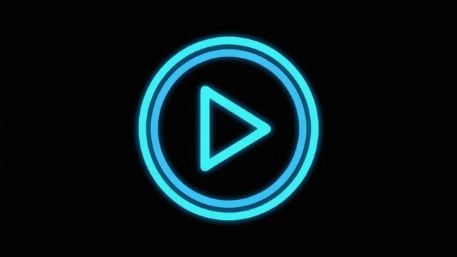 Neon blue play buttons on black background with subtle cinematic motion
