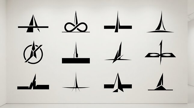 Set of modern black minimalist abstract logos and geometric symbols for business branding and professional corporate identity design elements in a creative graphic style collection