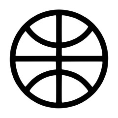 Fototapeta premium Bold black line art basketball vector icon with classic curved seam pattern, minimalist sports illustration perfect for athletic branding, gym logos, and fitness project designs