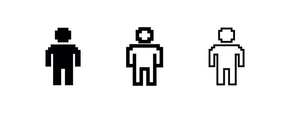 Pixelated Person Icon Set for Retro Gaming and Digital Avatars