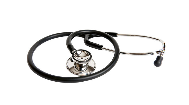 Isolated professional medical stethoscope, diagnostic instrument for healthcare examination.