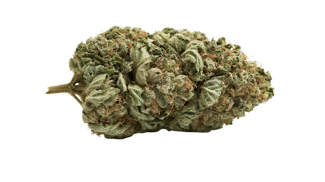 Isolated high-quality cannabis bud, vibrant green marijuana flower, medical or recreational use