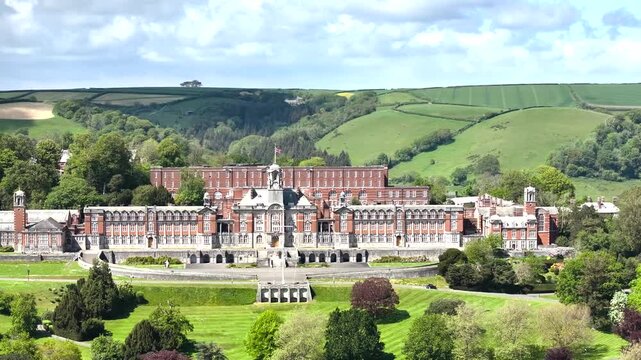 Britannia Royal Naval College from a drone, Dartmouth, River Dart, Devon, England