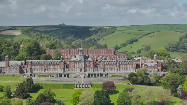 Britannia Royal Naval College from a drone, Dartmouth, River Dart, Devon, England