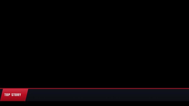 Top story headline lower third banner graphic overlay on black background broadcast template