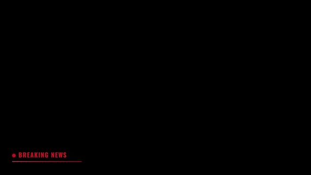 Minimal red breaking news lower third bar overlay on black background broadcast template