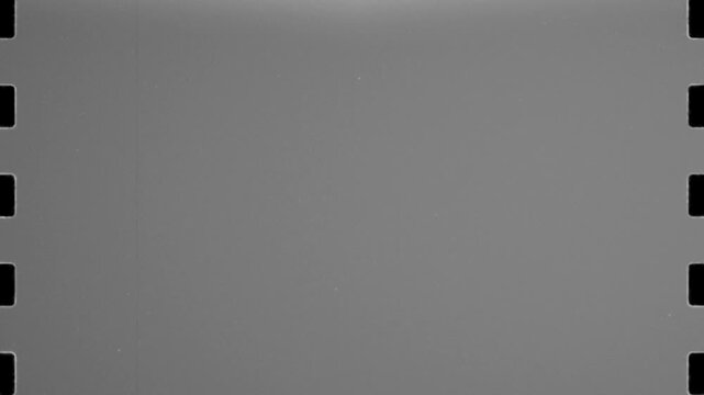 Vintage film sprocket border with rolling horizontal exposure flash and subtle dust, seamless loop overlay