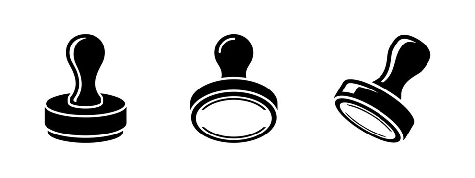 Rubber stamp handle icons set