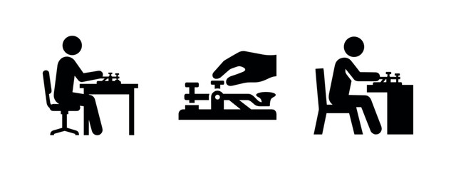 Telegraph Operator and Morse Code Key Icons © Lili