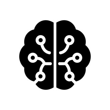 AI Brain Neural Network Black and White Vector Icon