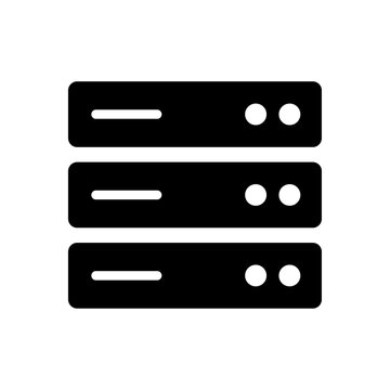 Server Rack Hosting Black and White Vector Icon