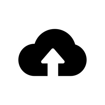 Cloud Upload Arrow Black and White Vector Icon