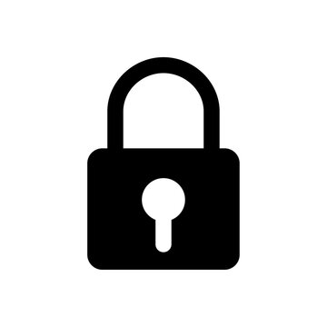 Security Lock Black and White Vector Icon