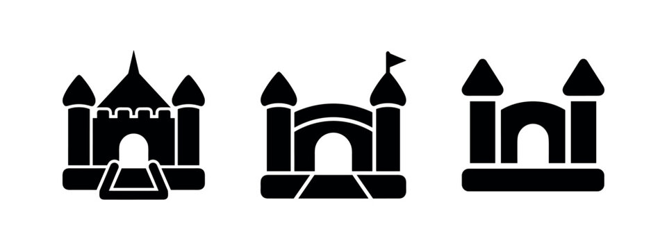 Inflatable bouncy castle playground icons