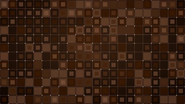 brown mosaic grid background with nested square shapes and technical dots creates a modern digital aesthetic