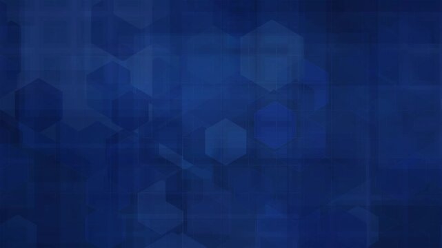 vibrant blue abstract background with overlapping geometric hexagons, modern and technological aesthetic, loopable animation