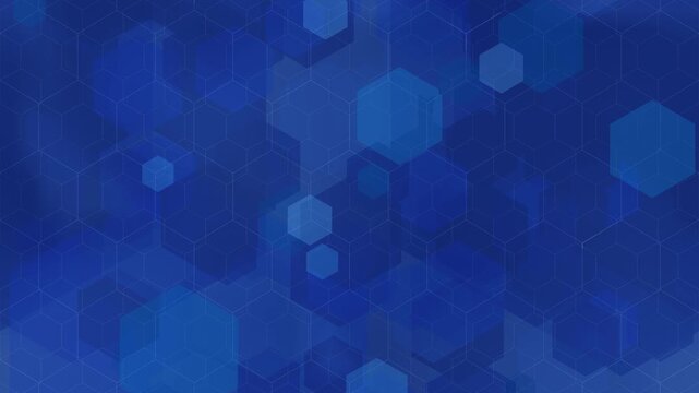 slow motion blue hexagon shapes and grid background, geometric patterns ideal for modern technology presentations or animations