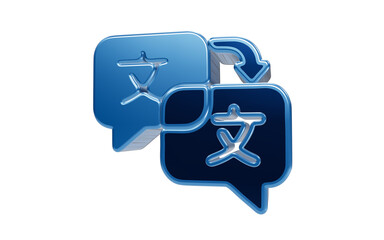 Translation Iconography: A conceptual graphic representing language translation, featuring two speech bubbles with a Chinese character, symbolizing communication across different tongues. © mrsranuakter